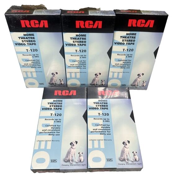 Lot Of 5 New Blank VHS Tapes RCA T-120 6 Hour Home theater Stereo Video Tape VCR - Picture 1 of 6